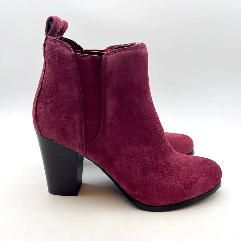 MICHAEL KORS Womens Evaline Booties Size 8.5M Mulberry Red Suede Heeled NWOB